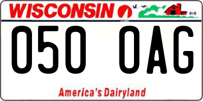 WI license plate 050OAG