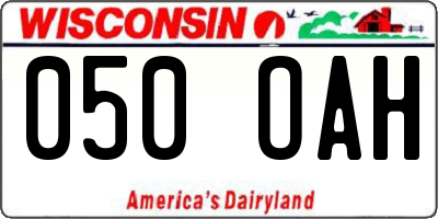 WI license plate 050OAH