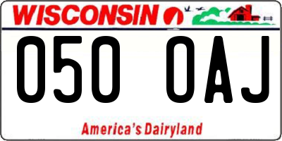 WI license plate 050OAJ