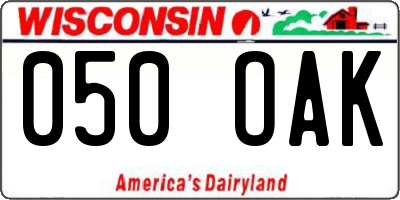 WI license plate 050OAK