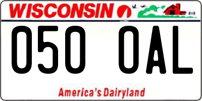 WI license plate 050OAL