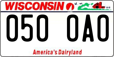 WI license plate 050OAO