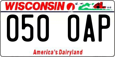 WI license plate 050OAP