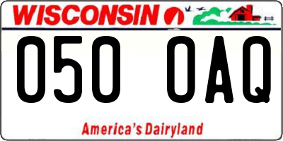 WI license plate 050OAQ
