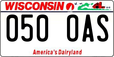 WI license plate 050OAS