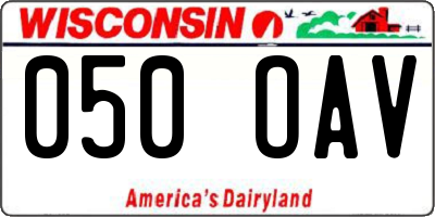 WI license plate 050OAV
