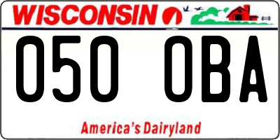 WI license plate 050OBA