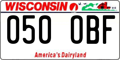 WI license plate 050OBF