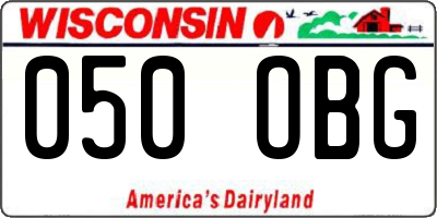 WI license plate 050OBG
