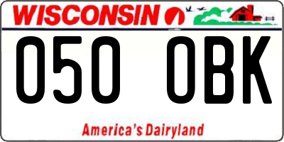 WI license plate 050OBK