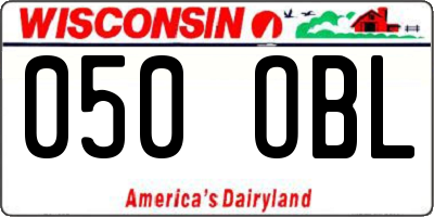 WI license plate 050OBL