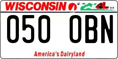 WI license plate 050OBN