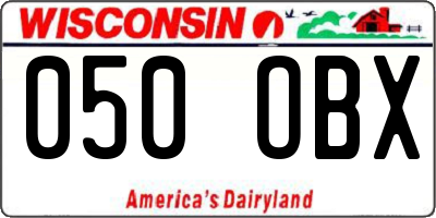 WI license plate 050OBX
