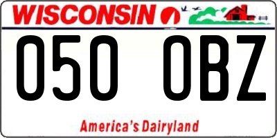 WI license plate 050OBZ