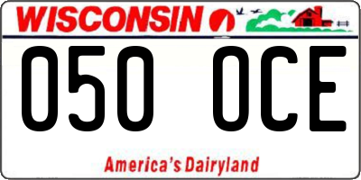 WI license plate 050OCE