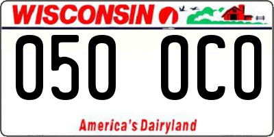 WI license plate 050OCO
