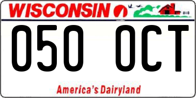 WI license plate 050OCT