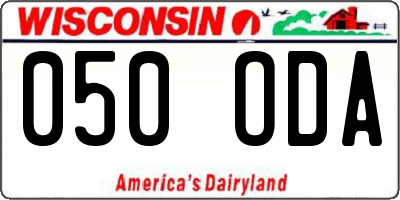 WI license plate 050ODA