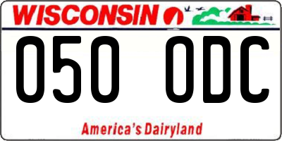 WI license plate 050ODC