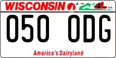 WI license plate 050ODG
