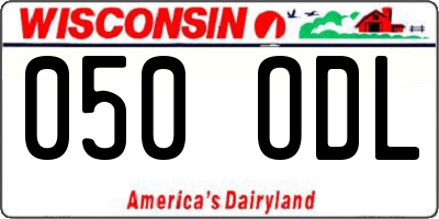 WI license plate 050ODL