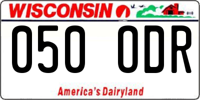 WI license plate 050ODR