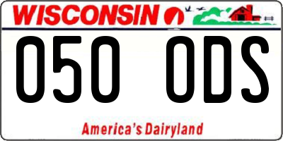 WI license plate 050ODS