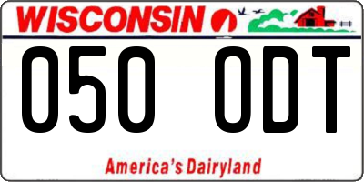 WI license plate 050ODT