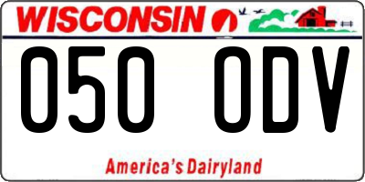 WI license plate 050ODV