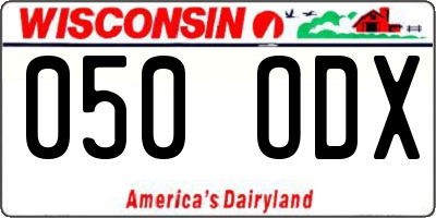 WI license plate 050ODX
