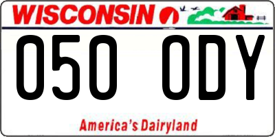 WI license plate 050ODY