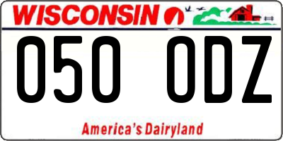 WI license plate 050ODZ