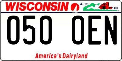 WI license plate 050OEN