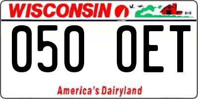 WI license plate 050OET
