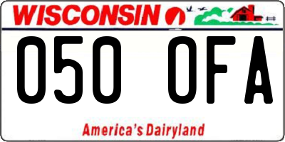 WI license plate 050OFA