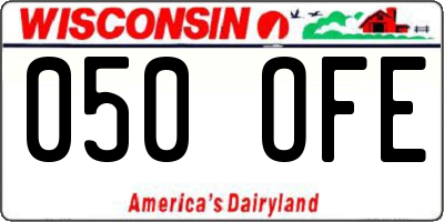 WI license plate 050OFE