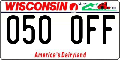 WI license plate 050OFF