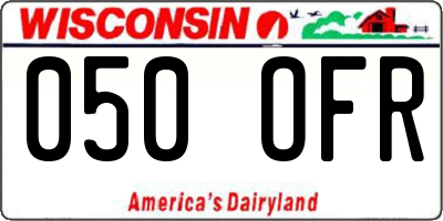 WI license plate 050OFR