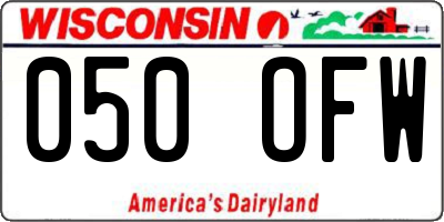 WI license plate 050OFW