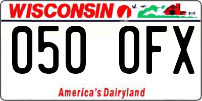 WI license plate 050OFX