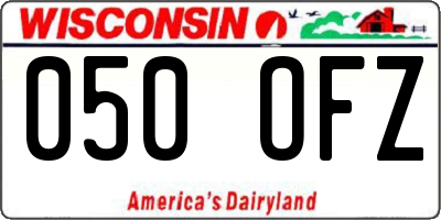 WI license plate 050OFZ