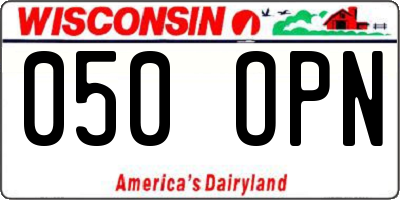 WI license plate 050OPN