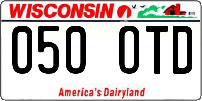 WI license plate 050OTD