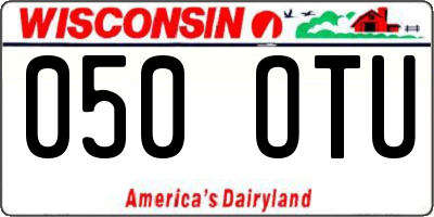 WI license plate 050OTU