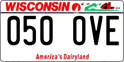 WI license plate 050OVE