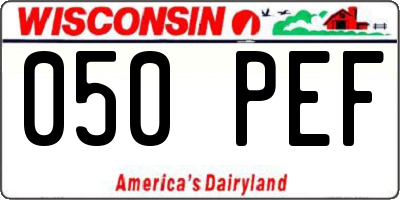 WI license plate 050PEF