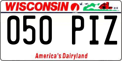 WI license plate 050PIZ