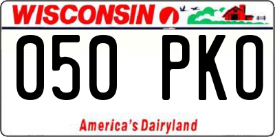 WI license plate 050PKO