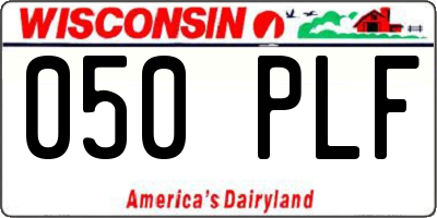 WI license plate 050PLF