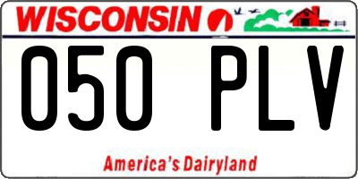 WI license plate 050PLV